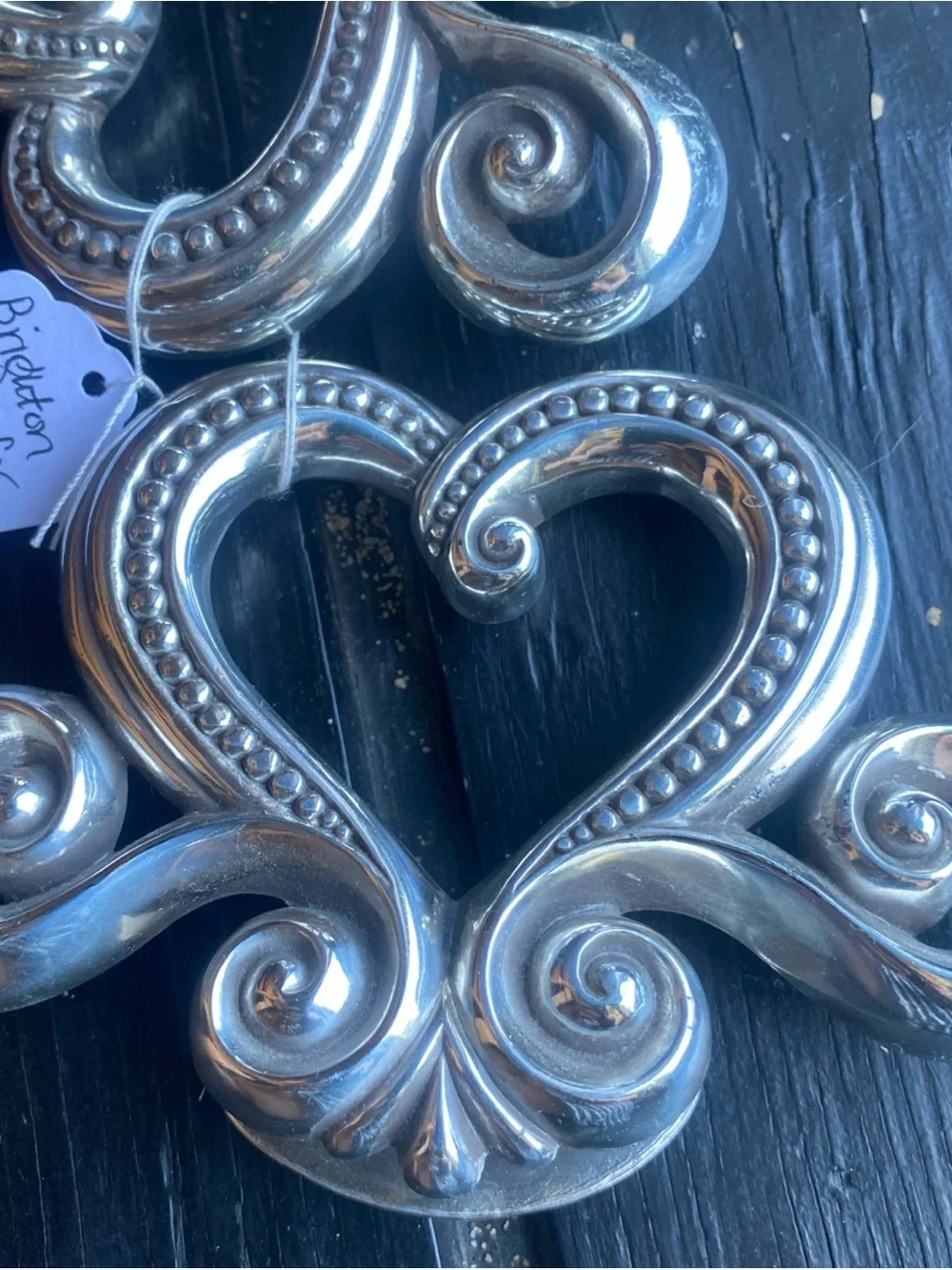Brighton Silver Heart Scroll tray handles
